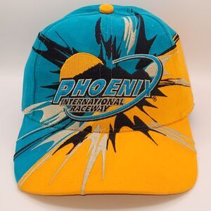 New Phoenix International Raceway Hat ISC NASCAR Mens Adjustable Teal Yellow Cap